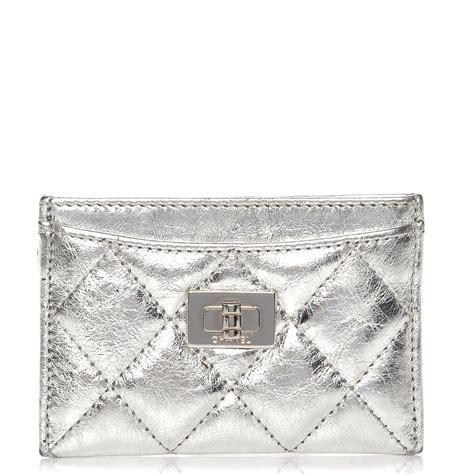 silver chanel card holder